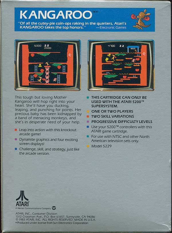 Kangaroo (1982) (Atari) Box Scan - Back